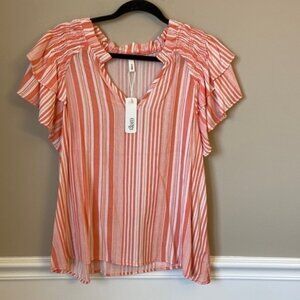 NWT Coral and White Top by Glam - Large